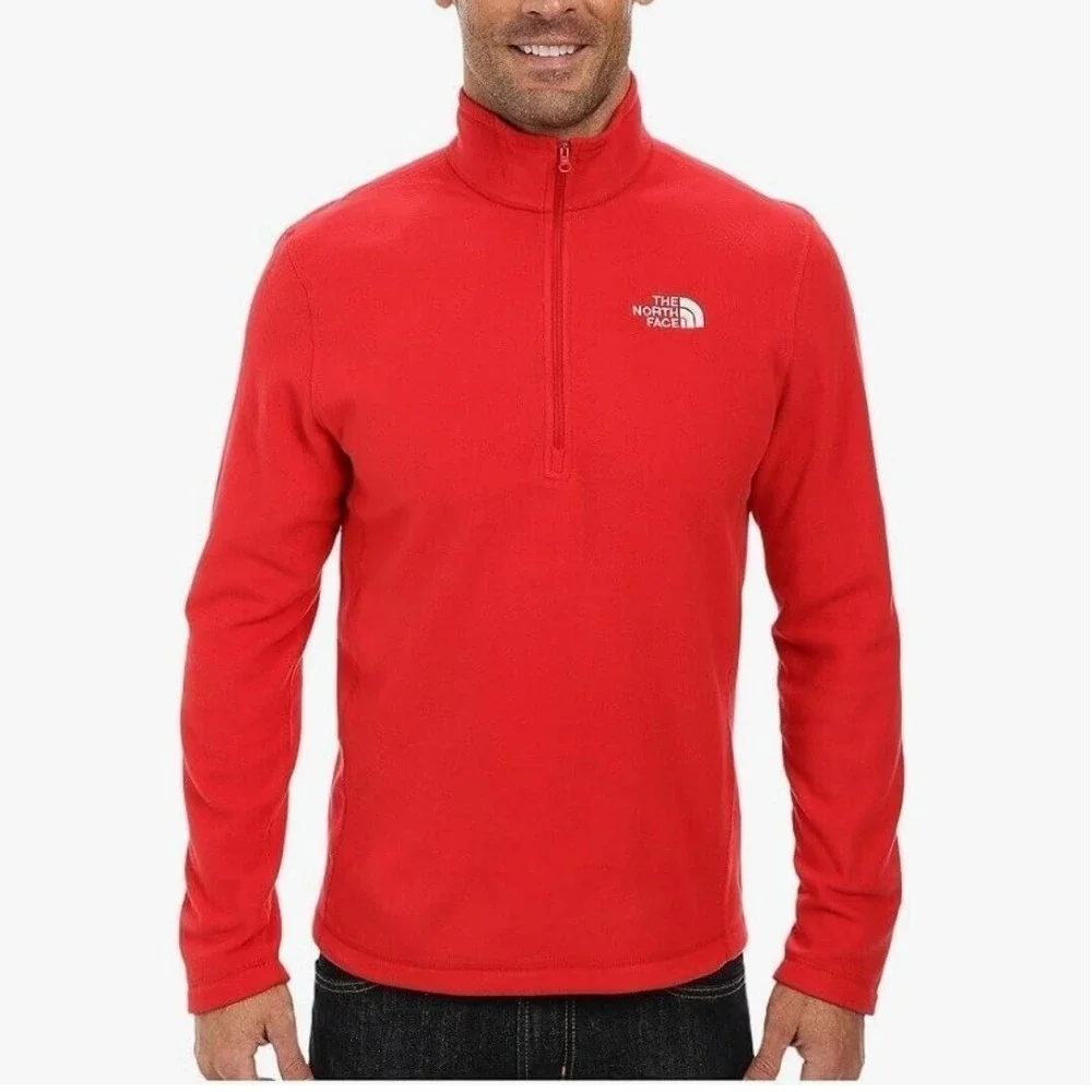 The North Face‎ Fleece Pullover Quarter Zip Red Sweater Mens L/G